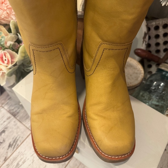 FRYE & CO MIRANDA 14 VEGAN ANTIQUED LEATHER CAMPUS BANANA KNEE HIGH TALL BOOT - Picture 15 of 16